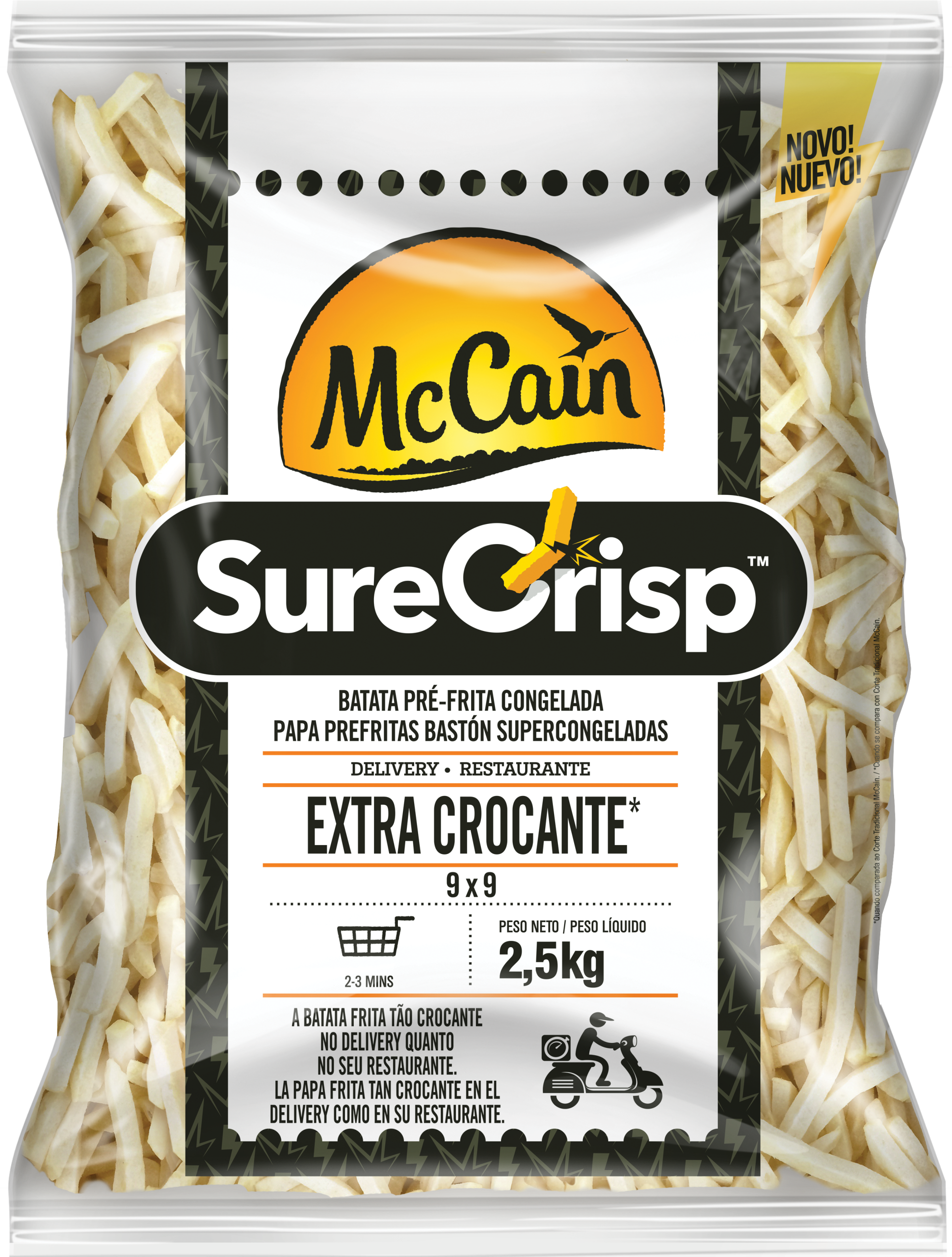 Papas Prefritas McCain Sure Crisp 9 mm Sin Piel 6 x 2,5 kg