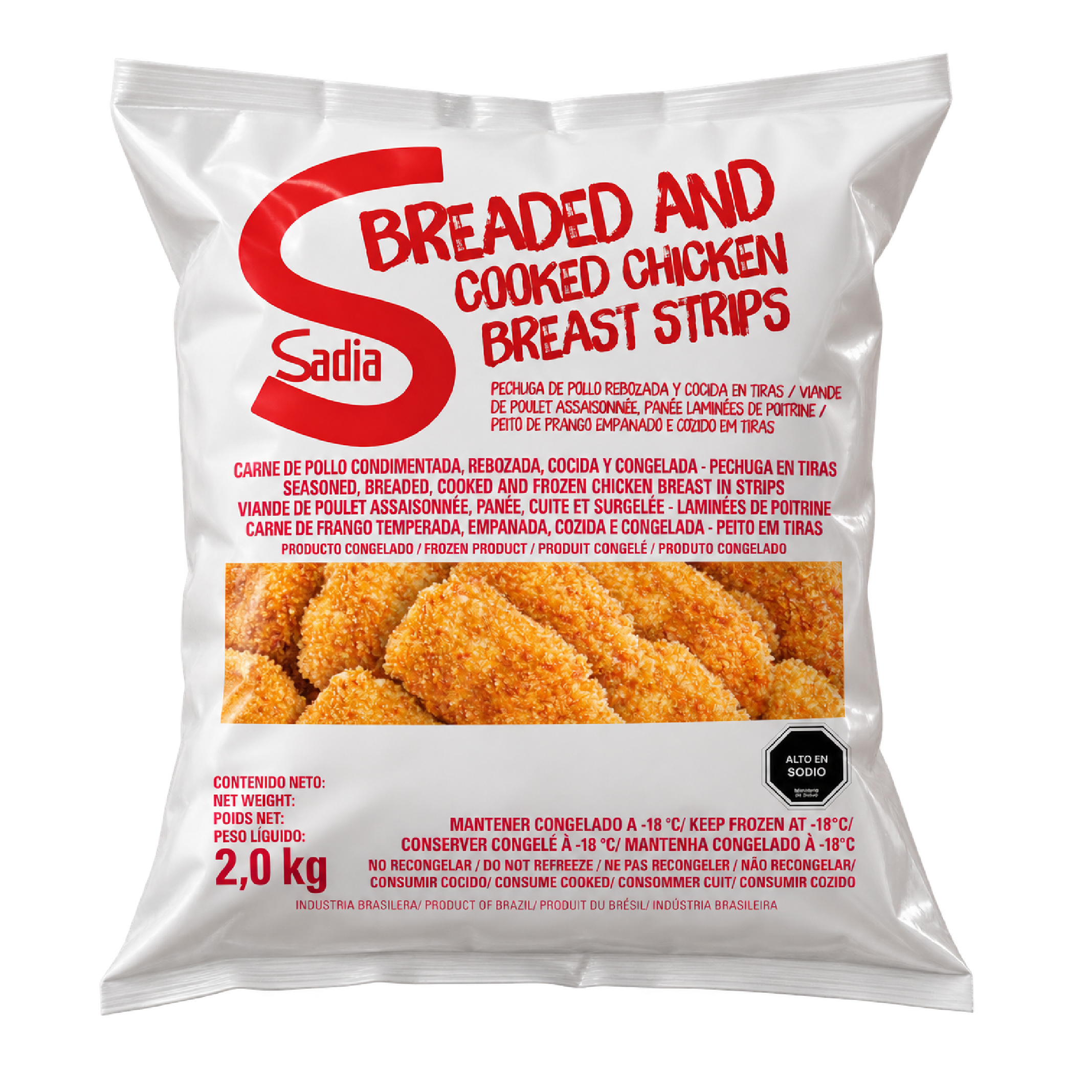 Tiritas de Pechuga de Pollo Rebozadas Congeladas Sadia 3 x 2 kg