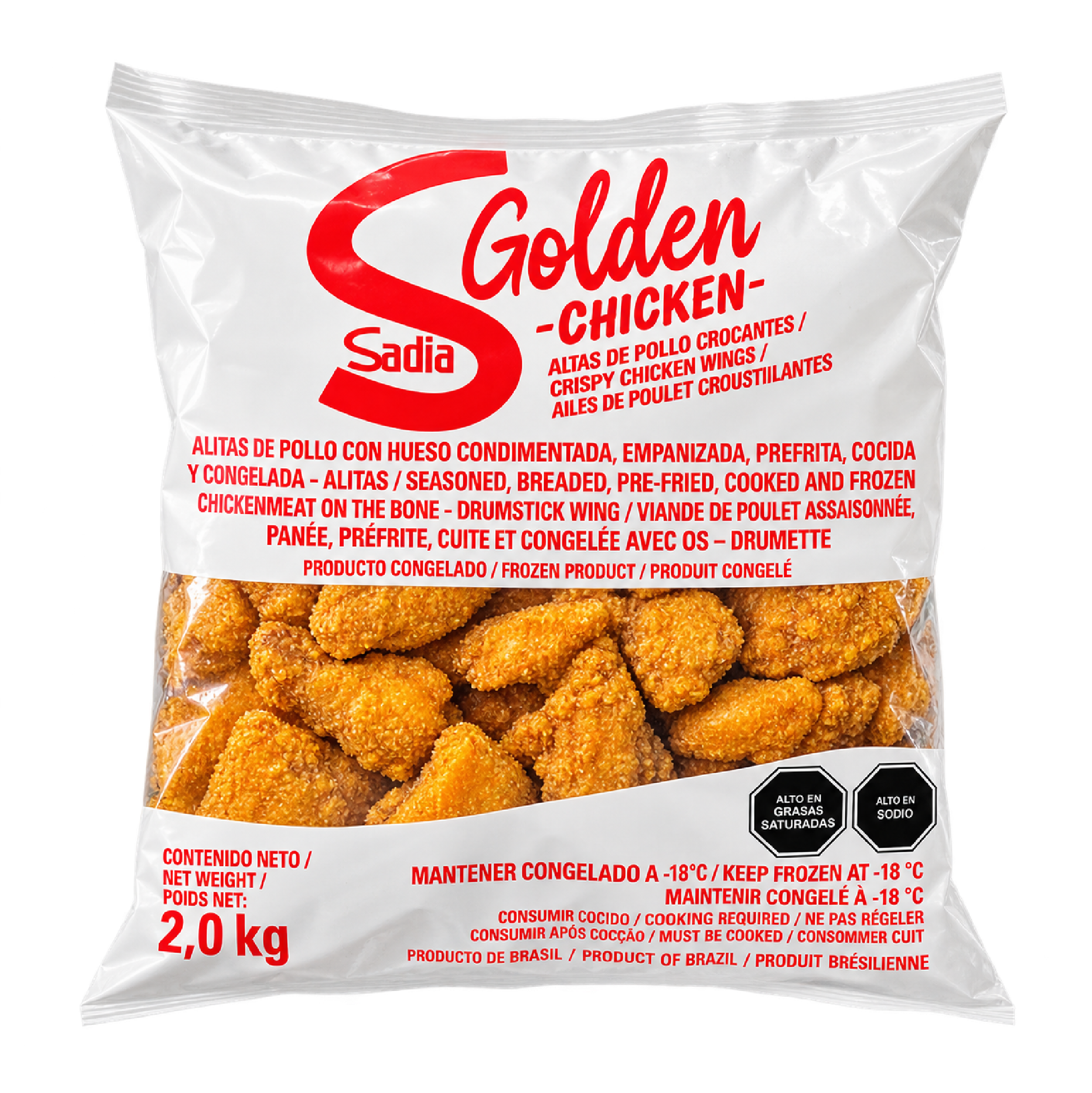 Alitas de Pollo Crocantes Rebozadas Congeladas Sadia 3 x 2 kg